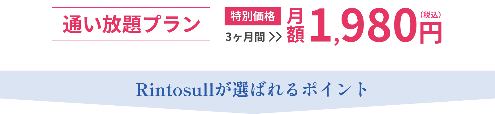 【通い放題プラン】特別価格 月額1,980円(税込) Rintosullが選ばれるポイント