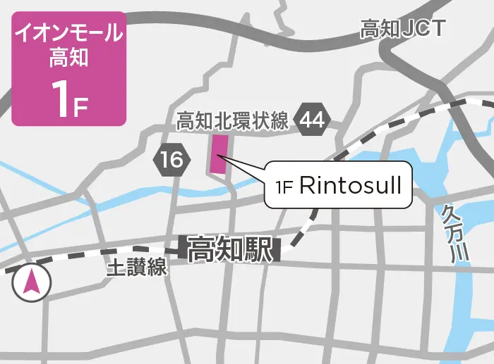 リントスルイオンモール高知店の地図