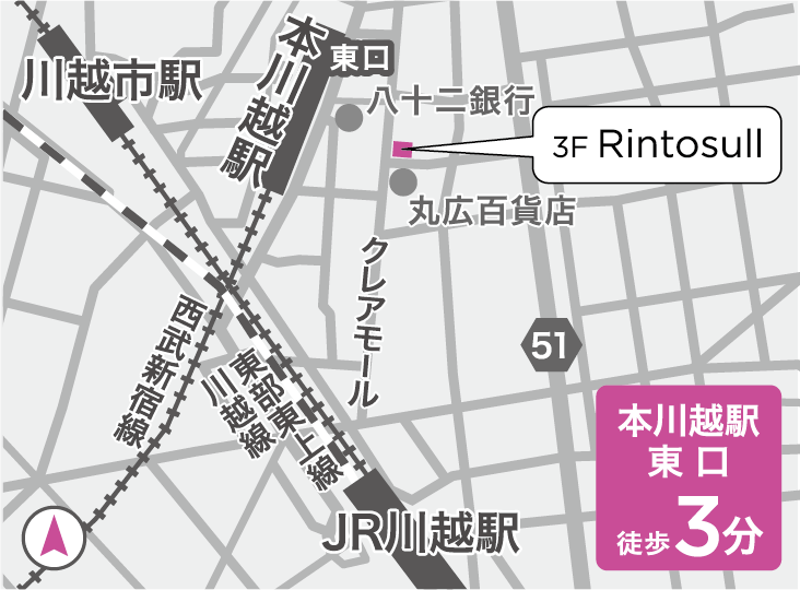 リントスル本川越店の地図