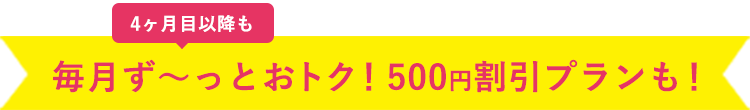 毎月ず〜っとおトク！500円割引プランも！
