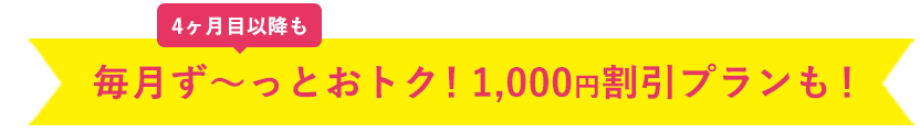毎月ず〜っとおトク！1,000円割引プランも